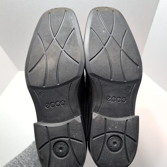 ECCO New Jersey Slip On Loafer Moc Toe Dress Shoes Men\'s 11 Black Leather